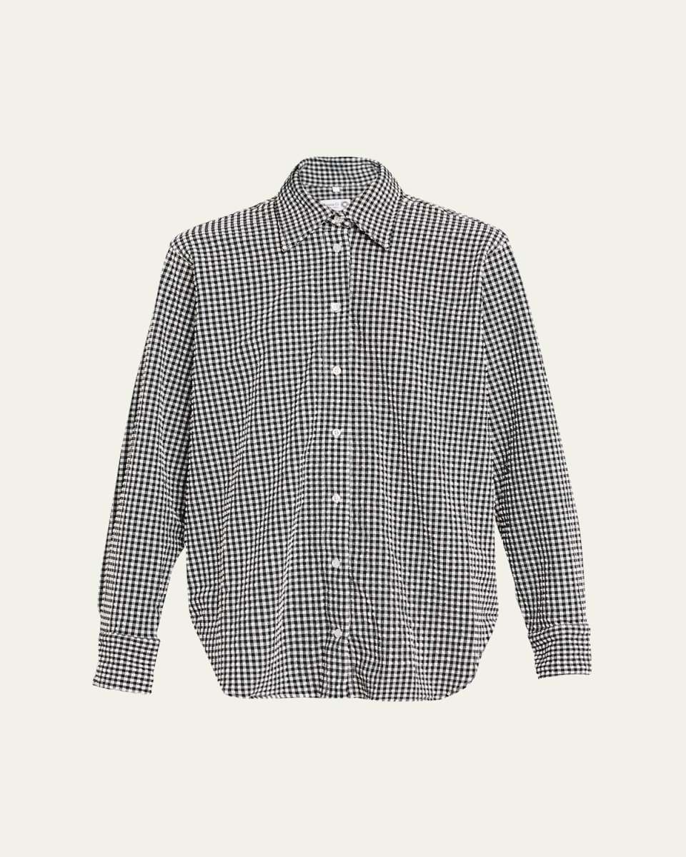 Gingham Seersucker Button-Front Shirt